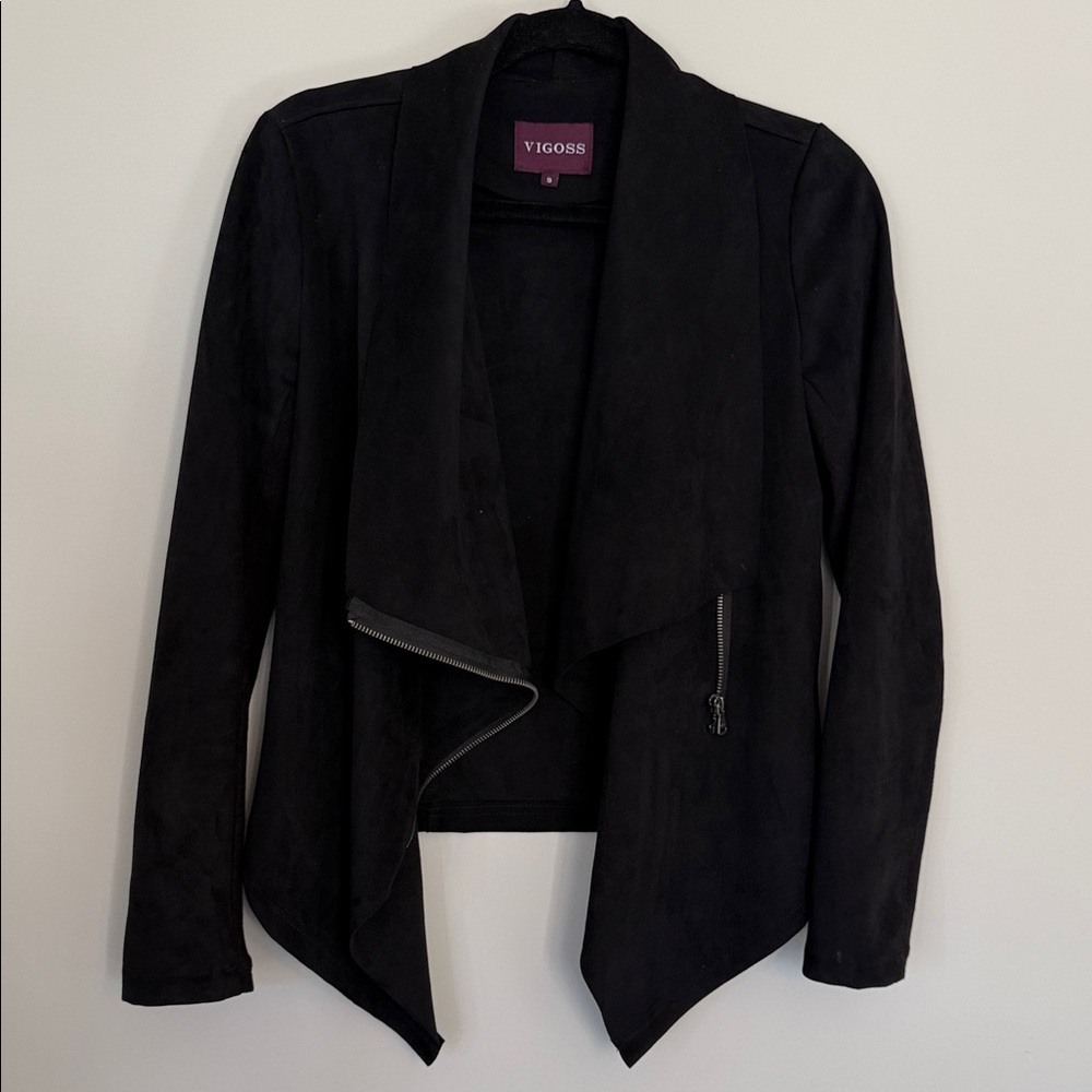 Vigoss Black Suede Moto Style Women's Blazer